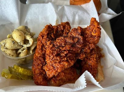 Brave Idiot Nashville hot chicken restaurant exterior and signature spicy fried chicken